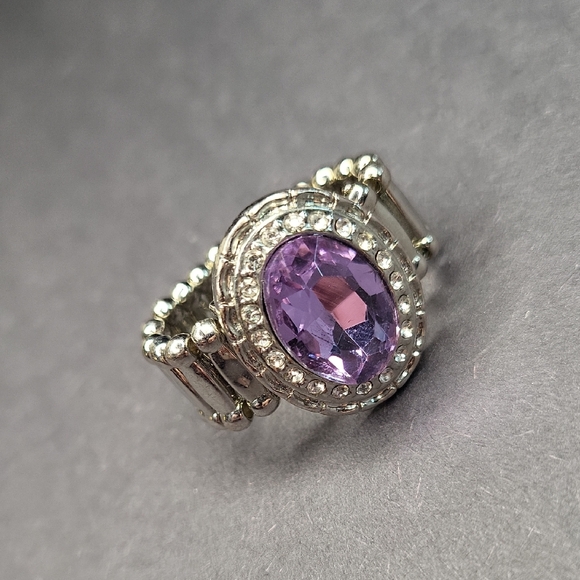 Silver and Purple Gemstone Ring - Picture 1 of 3